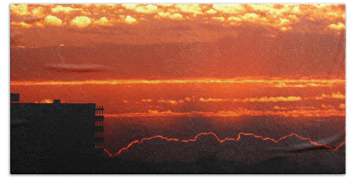 Sunrise Hand Towel featuring the photograph Silhouette And Sunrise by Phil Perkins