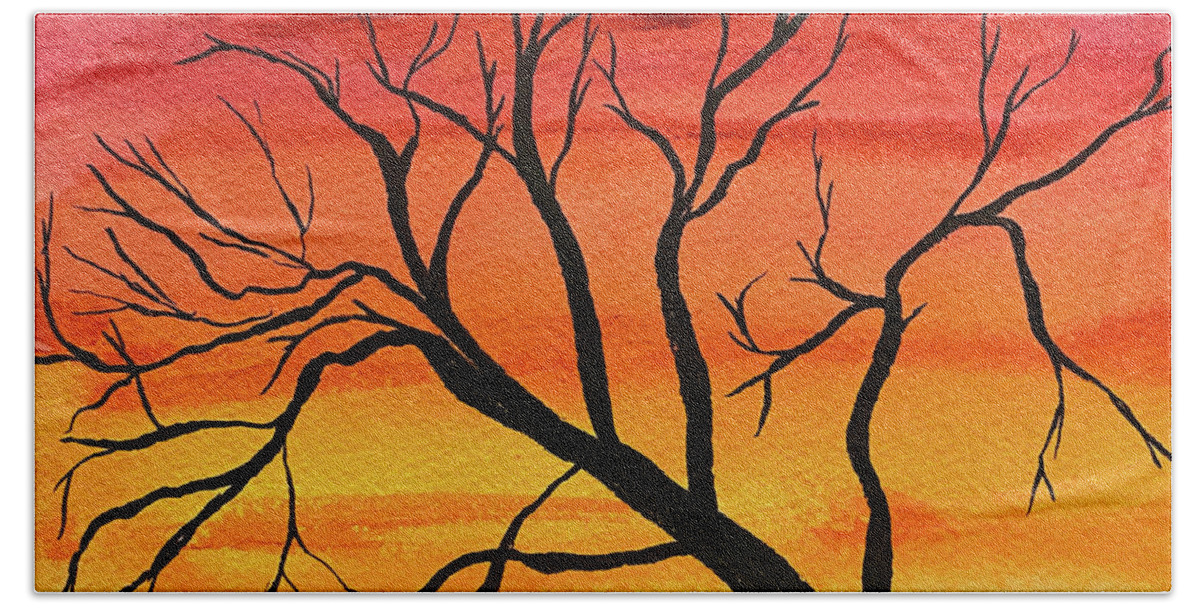 Tree Bath Towel featuring the mixed media Silhouette by Lisa Neuman