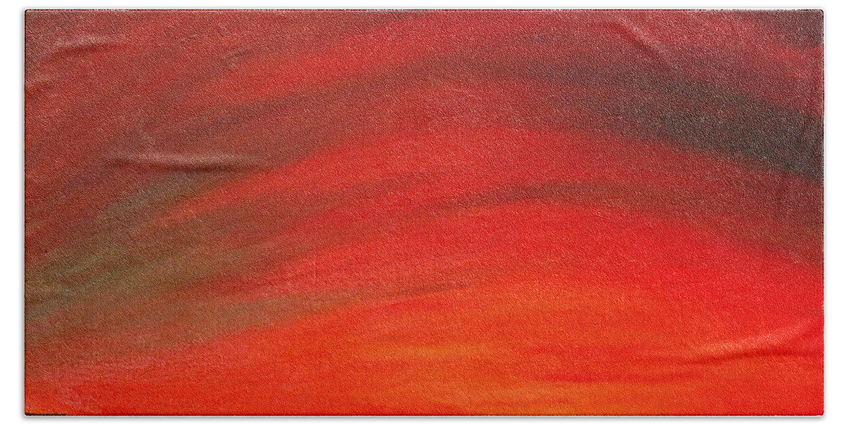 Sunrise Bath Towel featuring the painting Singing Sky by Franci Hepburn