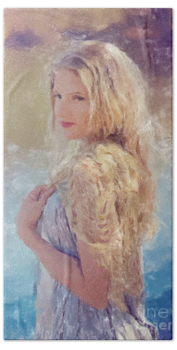  Bath Towel featuring the painting Sister Golden Hair by Gary Arnold