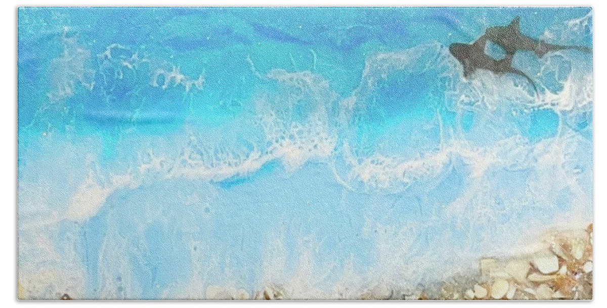 Beach Hand Towel featuring the mixed media Sisters by Tina Rahn