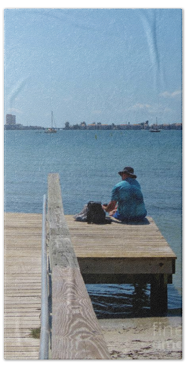 Florida Bath Towel featuring the photograph Sitting on the Dock of the Bay by World Reflections By Sharon
