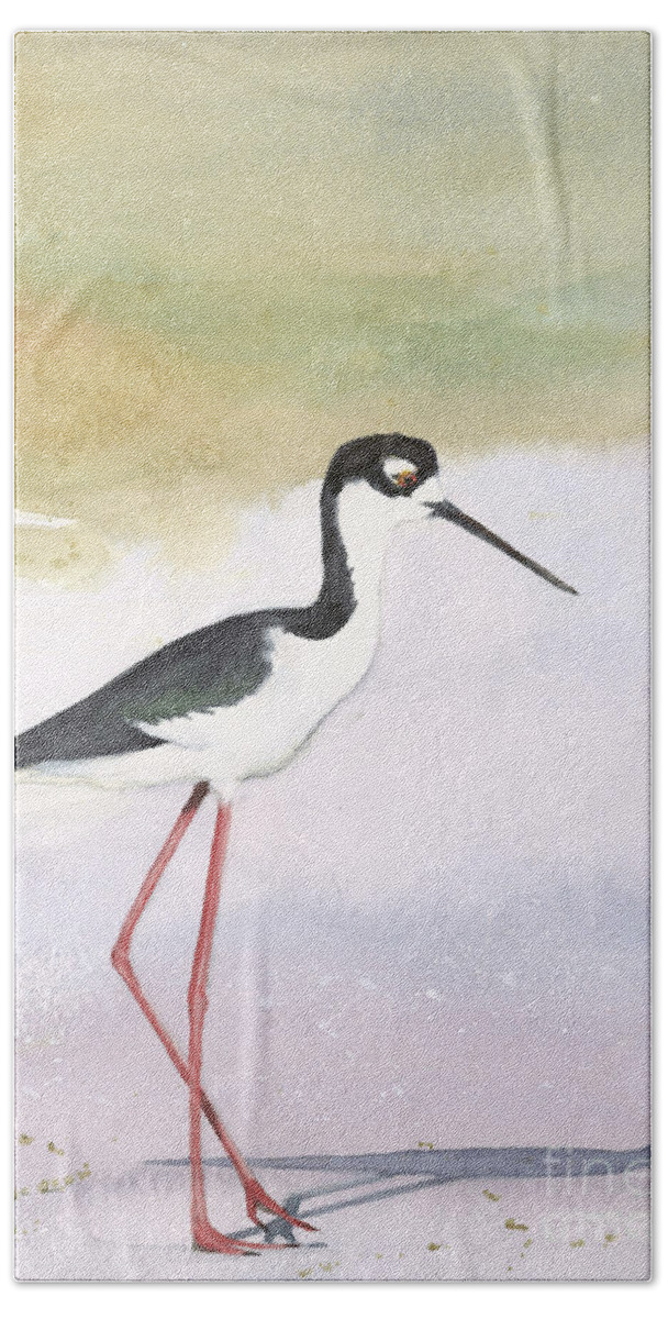 Bird Black Necked Stilt Bath Towel featuring the painting Skinny Legs by Vicki B Littell