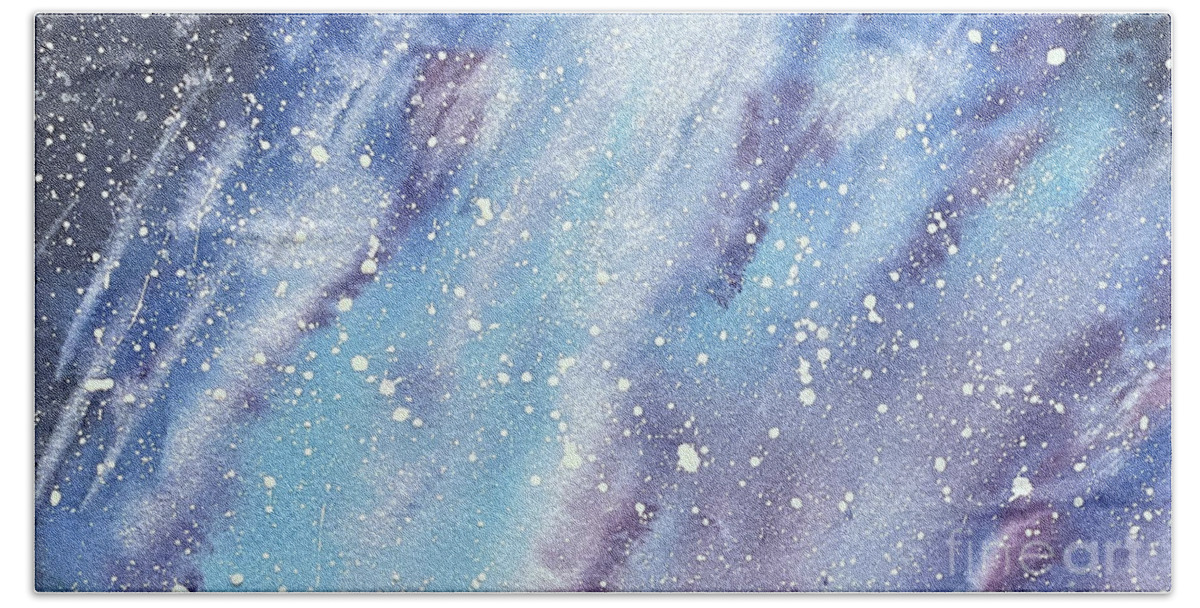 Sky Bath Towel featuring the painting Sky at Night by Lisa Neuman