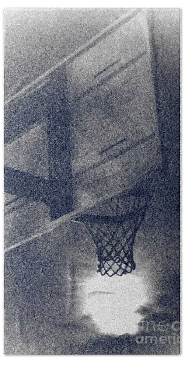 Basketball Bath Towel featuring the photograph Slam Dunk the Night by Heather Kirk