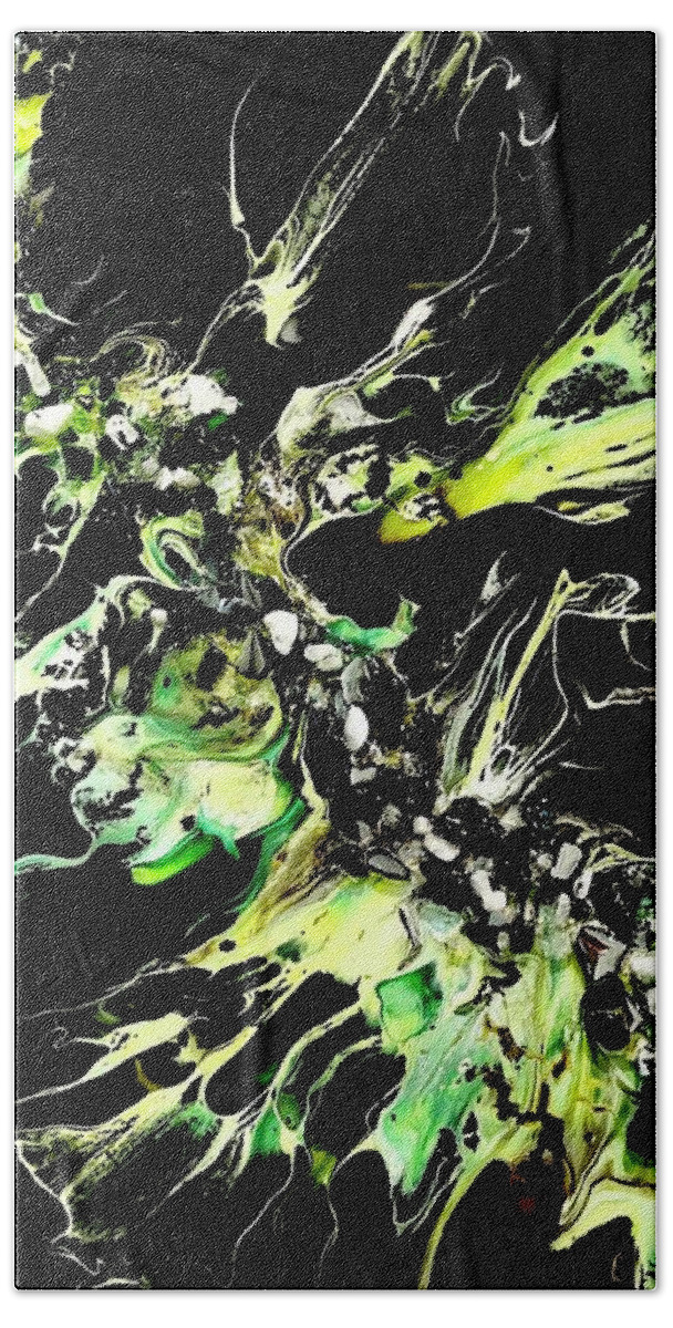 Abstract Art Hand Towel featuring the mixed media Slimed by Tina Rahn