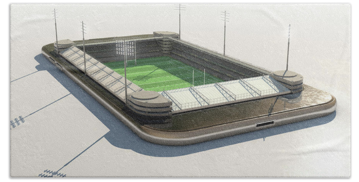 Phone Bath Towel featuring the digital art Smartphone Mini Rugby Stadium Daytime by Allan Swart