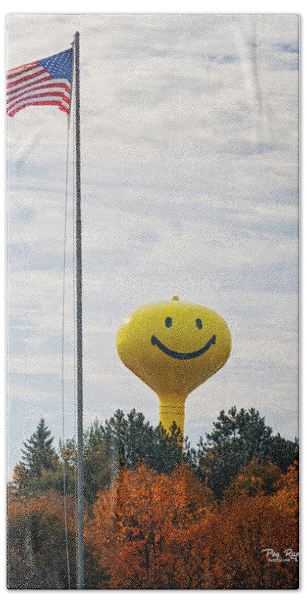 West Branch Smiley Tower Hand Towel featuring the photograph Smiley Tower by Peg Runyan