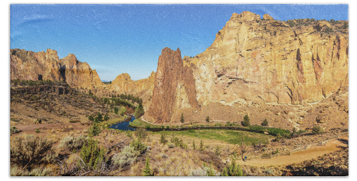 Travel Bath Towel featuring the photograph Smith Rock State Park by Peter Tellone