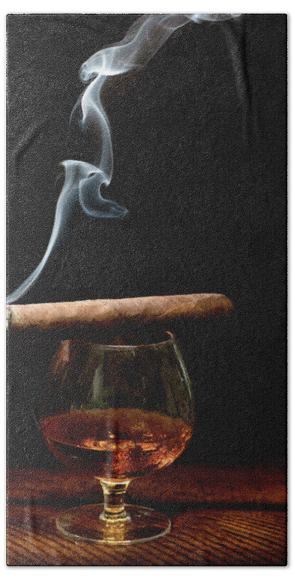 Jackdaniels Hand Towel featuring the photograph Smoke and Cordial by Jody Lane