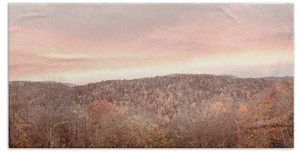 Overlook Bath Towel featuring the photograph Smoky Mountains Blue Ridge Country Panorama by Debra and Dave Vanderlaan