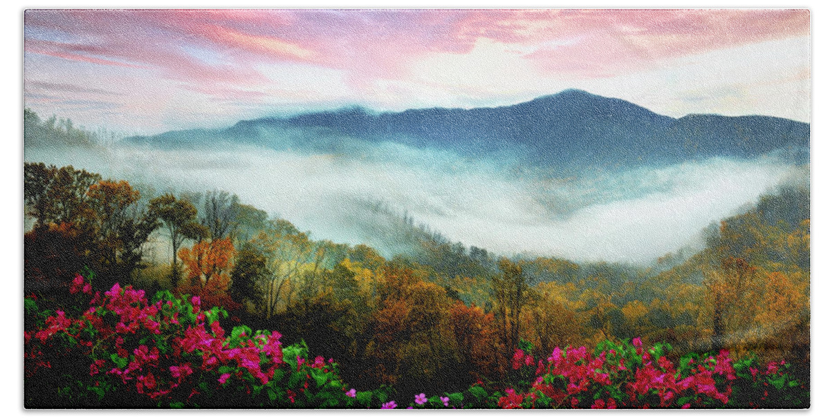 Boyds Bath Towel featuring the photograph Smoky Mountains Overlook Blue Ridge Parkway by Debra and Dave Vanderlaan