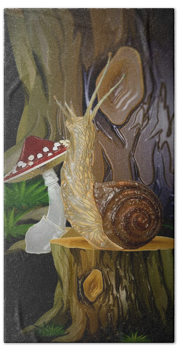 Snail Topia Bath Towel featuring the digital art Snail Topia 6 by Aldane Wynter