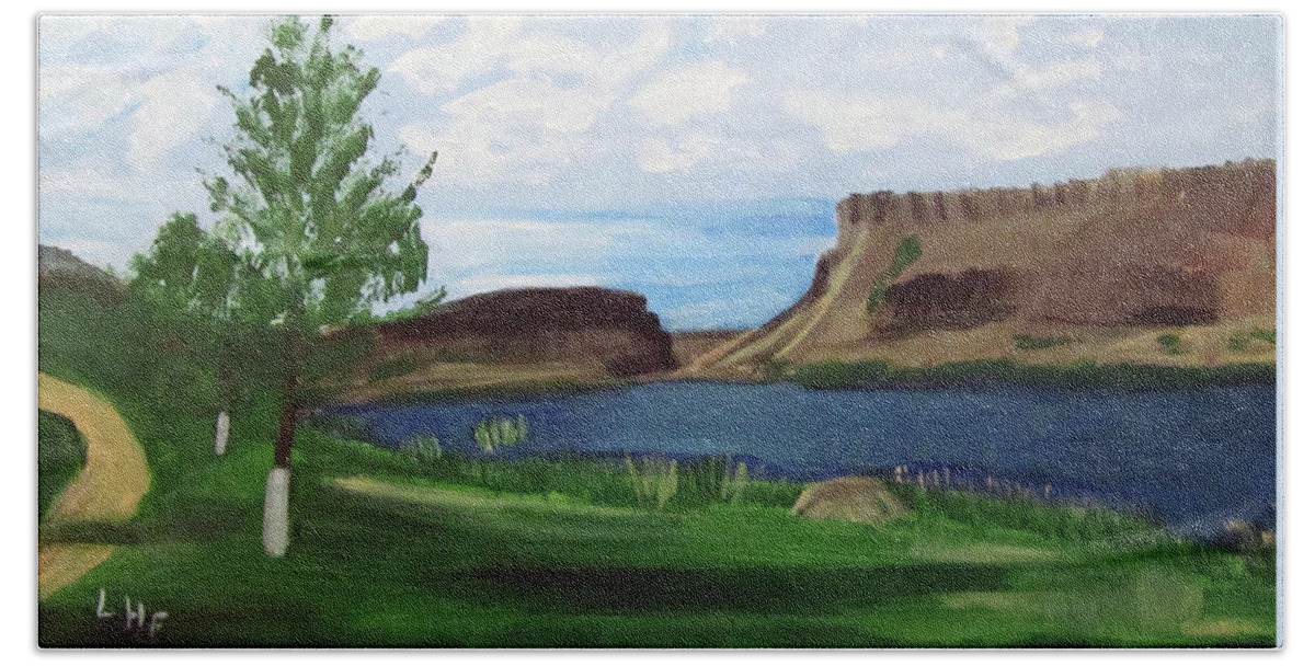River Bath Towel featuring the painting Snake River Murphy Idaho by Linda Feinberg
