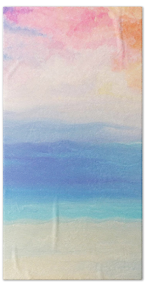 Abstract Bath Towel featuring the painting Snorkelism by Christine Bolden