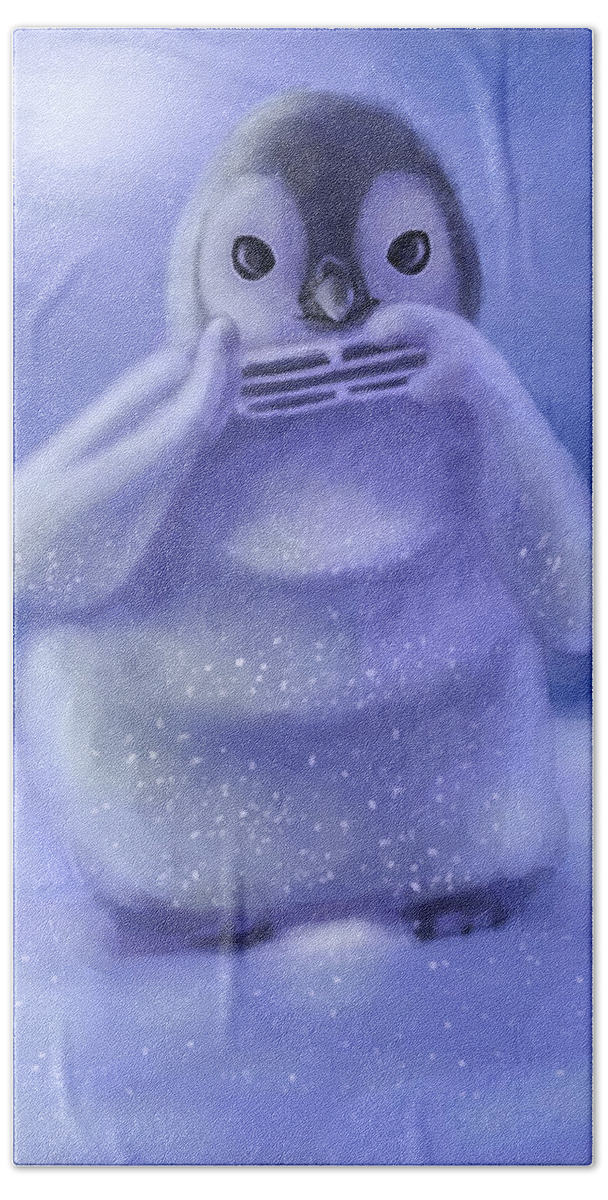 Penguin Bath Towel featuring the digital art Snow Chick by Larry Whitler