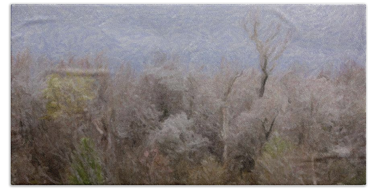 Tree Hand Towel featuring the photograph Snow Treetops by Carolyn Ann Ryan