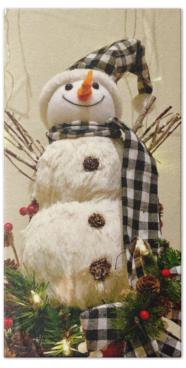 Decorative Holiday Snowman Bath Towel 3 Piece Set Christmas Bathroom 100% Cotton