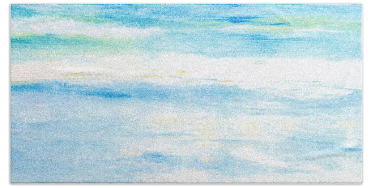Abstract Landscape Bath Towel featuring the painting Soft Beachy Feel Abstract by Carlin Blahnik CarlinArtWatercolor