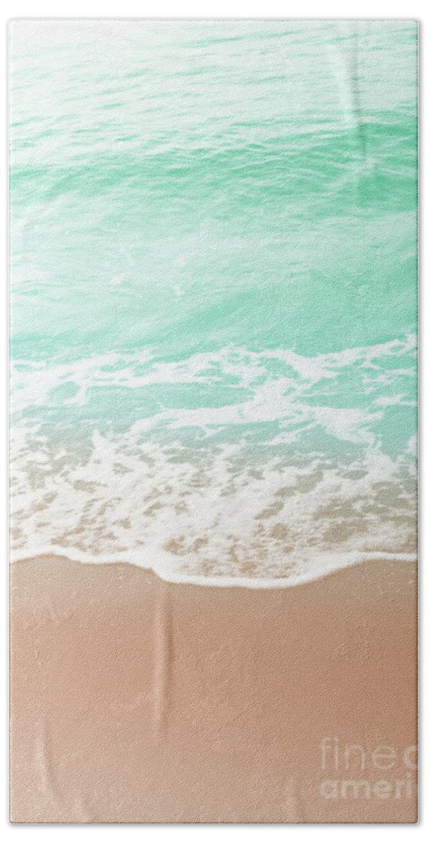 Color Hand Towel featuring the photograph Soft Emerald Beige Ocean Beauty Dream #1 #wall #decor #art by Anitas and Bellas Art