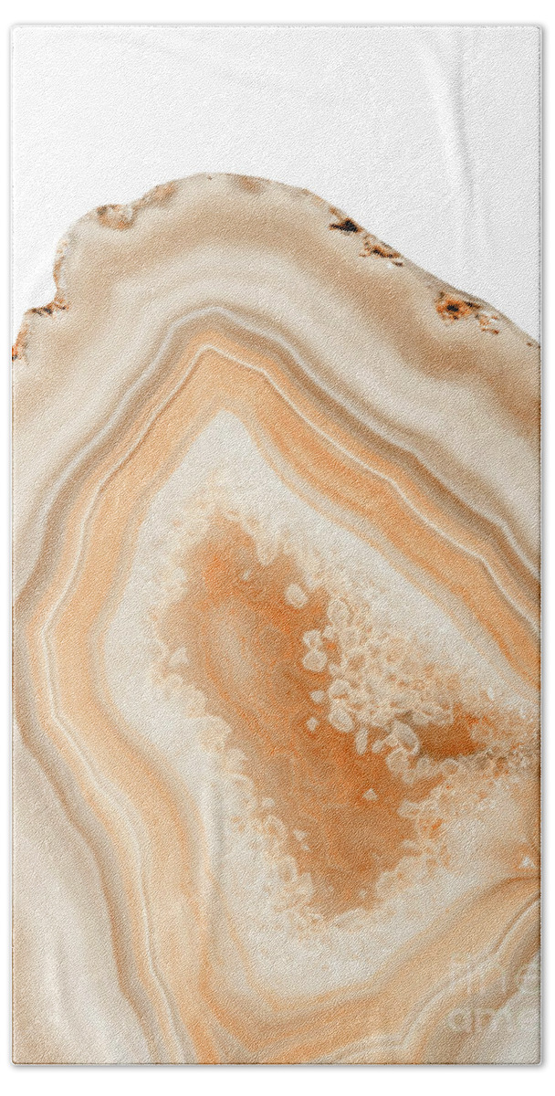Photography Hand Towel featuring the mixed media Soft Orange Agate Dream #1 #gem #decor #art by Anitas and Bellas Art