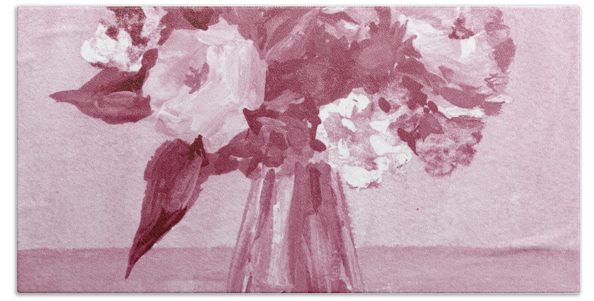 Flowers Bath Towel featuring the painting Soft Vintage Dusty Pink Flowers Bouquet Summer Floral Impressionism I by Irina Sztukowski