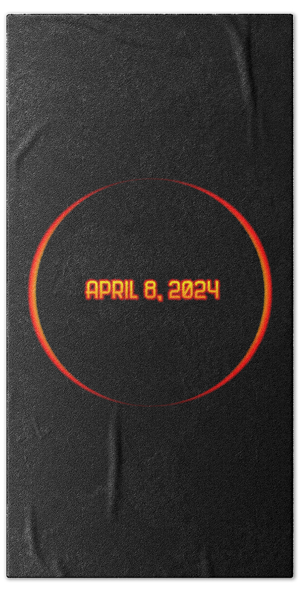 Funny Bath Towel featuring the digital art Solar Eclipse April 8 2024 by Flippin Sweet Gear