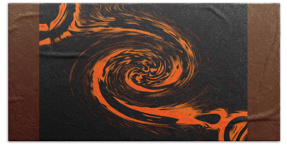 Abstract Art Bath Towel featuring the digital art Solar Fractal Orange by Ronald Mills
