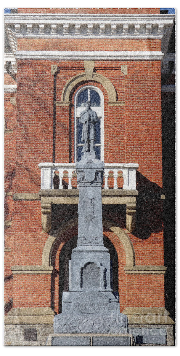 Fulton County Courthouse Bath Towel featuring the photograph Soldiers and Sailors Statue at Fulton County Courthouse Wauseon Ohio 0104 by Jack Schultz