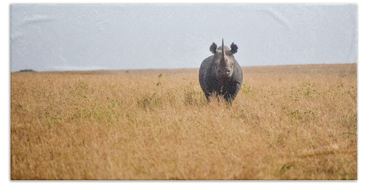 Moodieshots Hand Towel featuring the photograph The Wild Rhinoceros by Moodie Shots