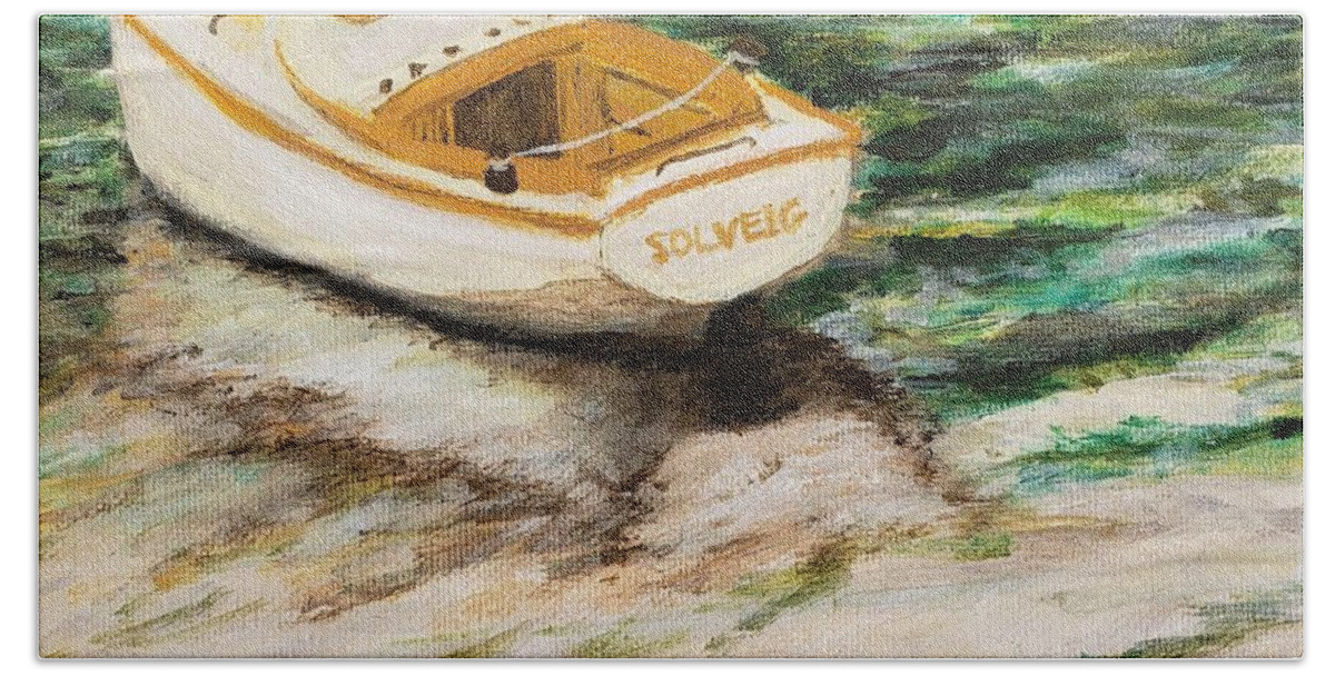 Norway Bath Towel featuring the painting Solveig Venter by C E Dill