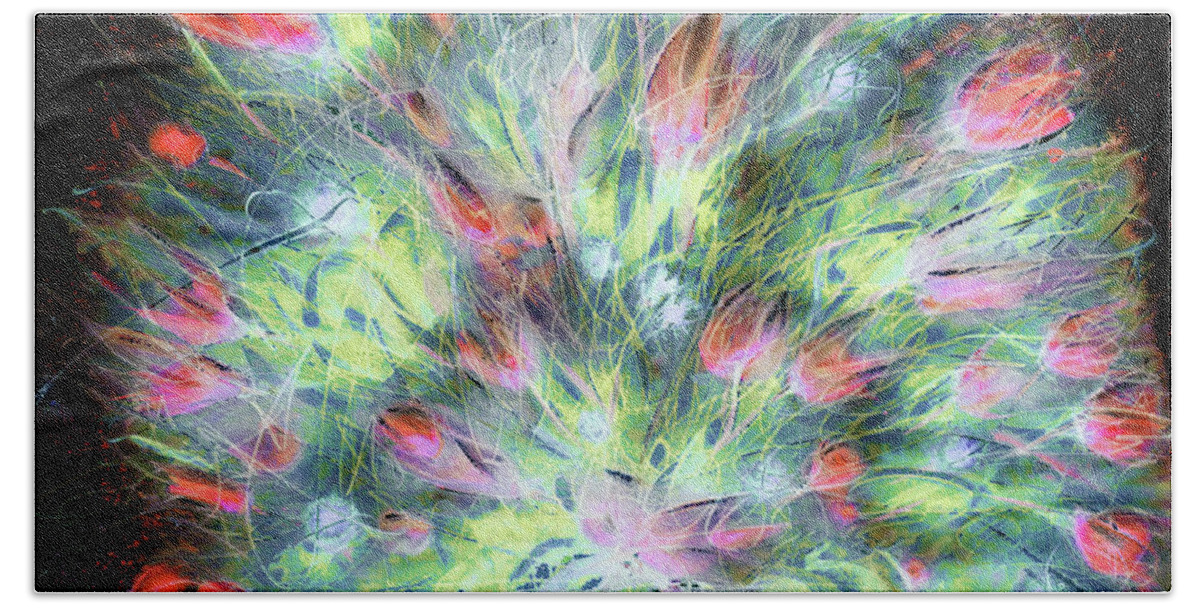  Bath Towel featuring the painting 'Some like flowers, Bouquet' inverted 2 by Petra Rau