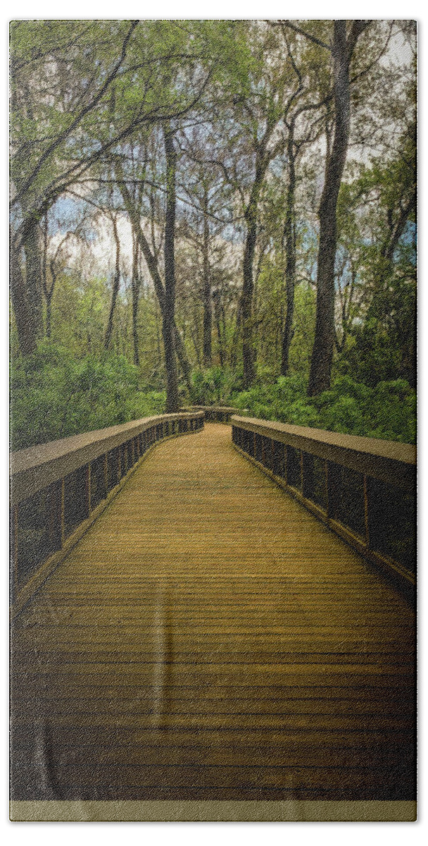 Boardwalk In The Glades Bath Towel featuring the photograph Sometimes The Path Is Clear by Rebecca Herranen