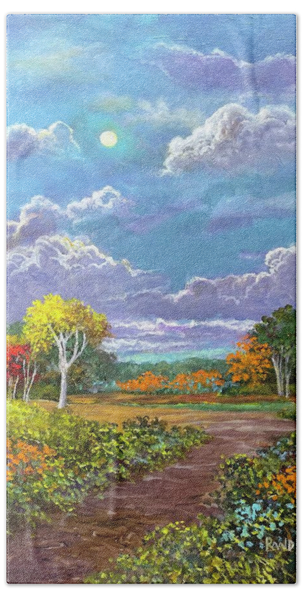 Song Hand Towel featuring the painting Song Of The Sycamore by Rand Burns