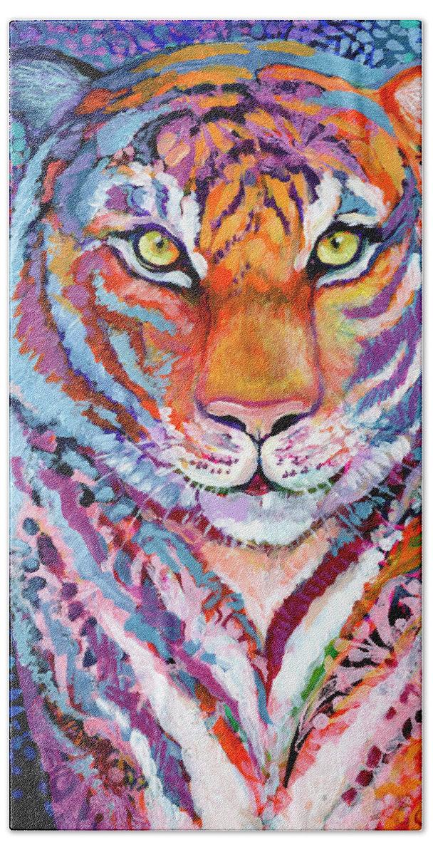 Tiger Hand Towel featuring the painting Soul Searching by Jennifer Lommers