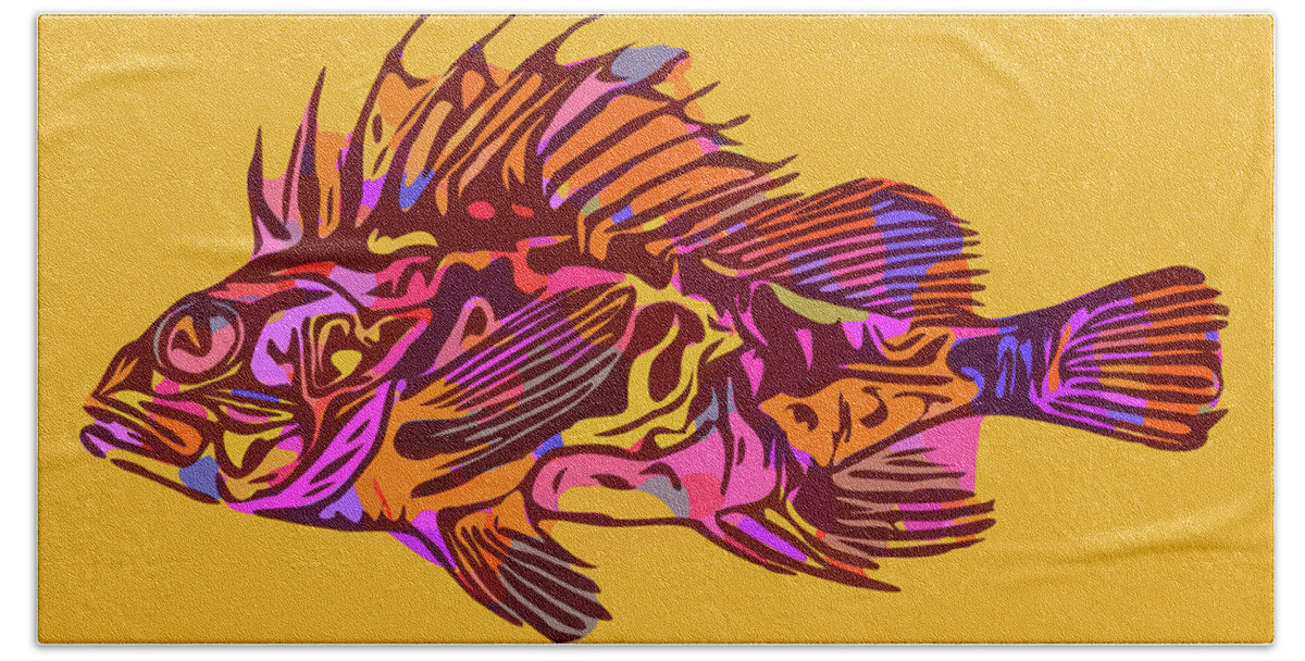 South Australian Cobbler Fish Bath Towel featuring the digital art South Australian Cobbler Fish by Susan Maxwell Schmidt