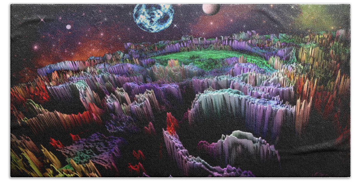 Art Hand Towel featuring the digital art Space Adventures Planet P20 by Artful Oasis