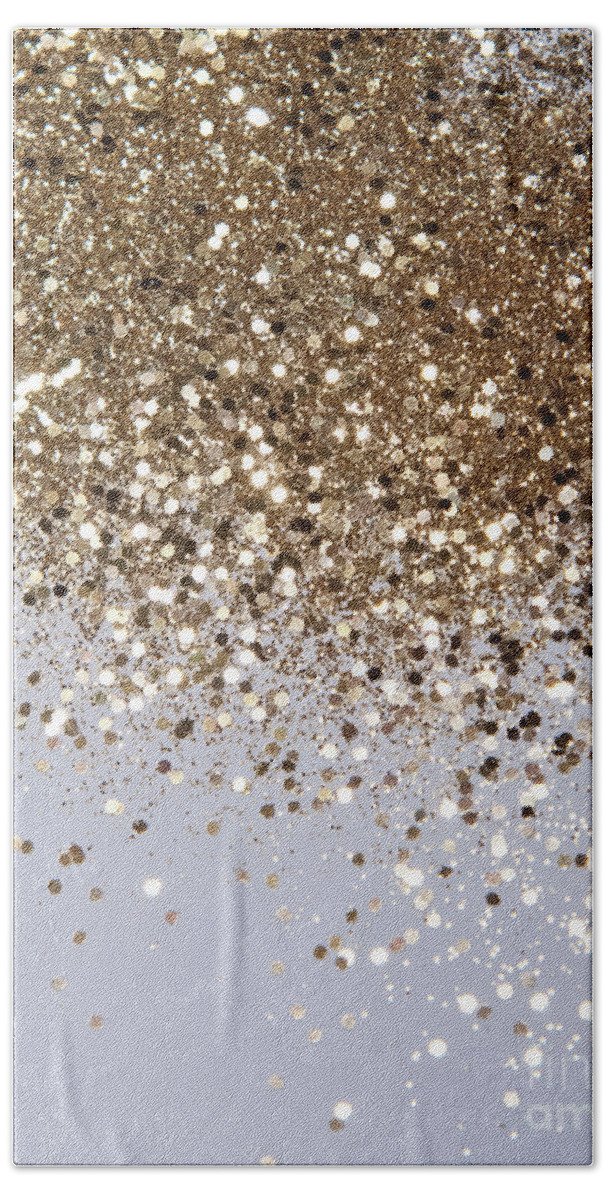 Color Hand Towel featuring the mixed media Sparkling Gold Gold Glitter Glam #1 #shiny #decor #art by Anitas and Bellas Art