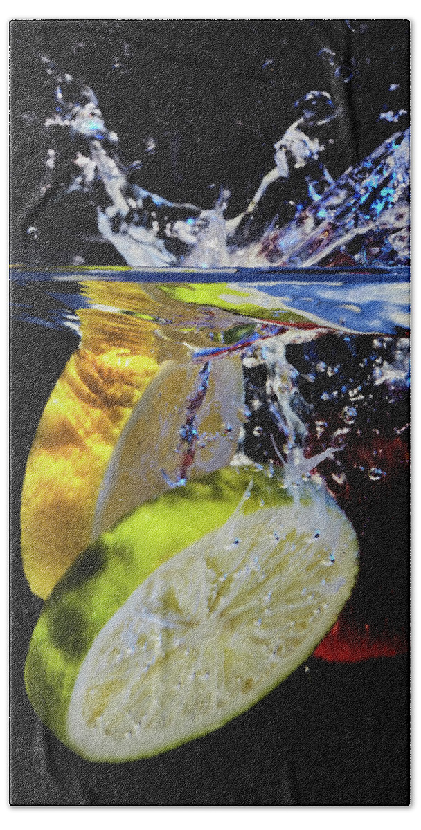 Jon Glaser Hand Towel featuring the photograph Splashing Fruit by Jon Glaser