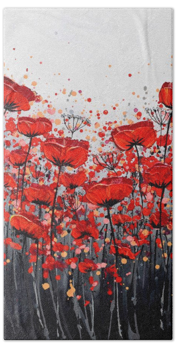 Red Poppies Bath Towel featuring the painting Splendor of Poppies by Amanda Dagg