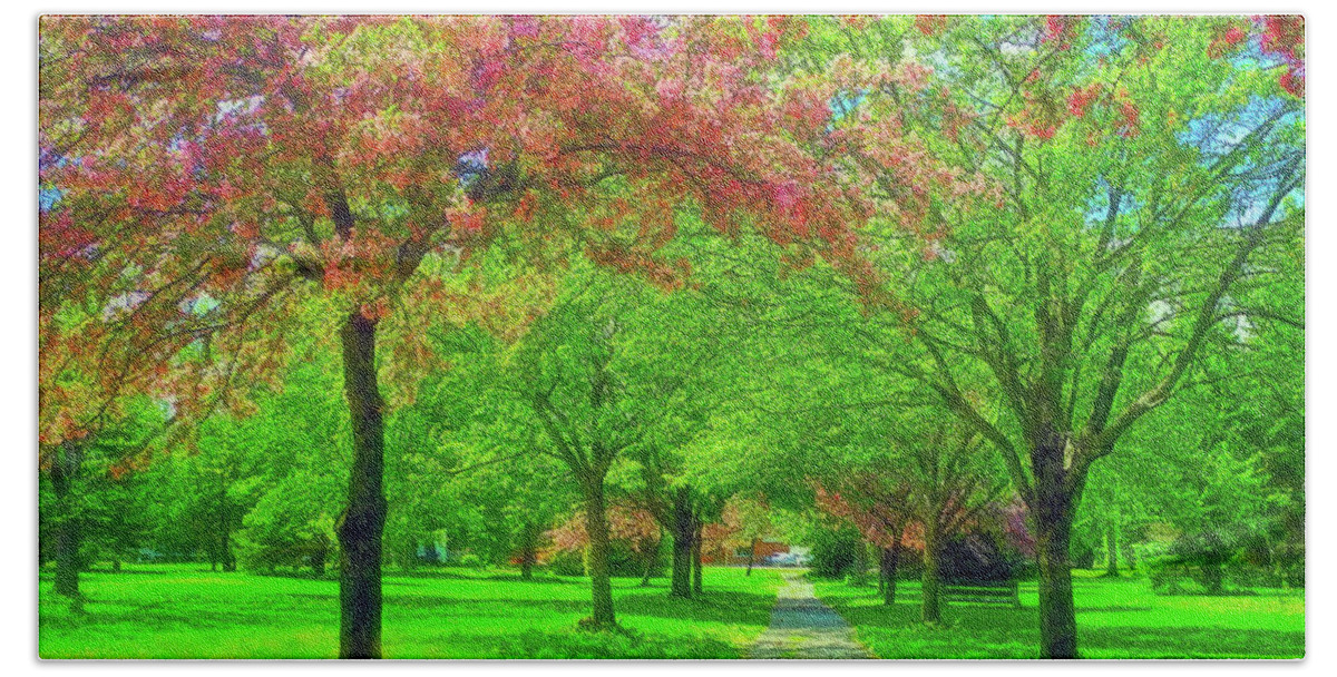 Cherry Blossoms Hand Towel featuring the photograph Spring Blossom Archway by Carol Randall