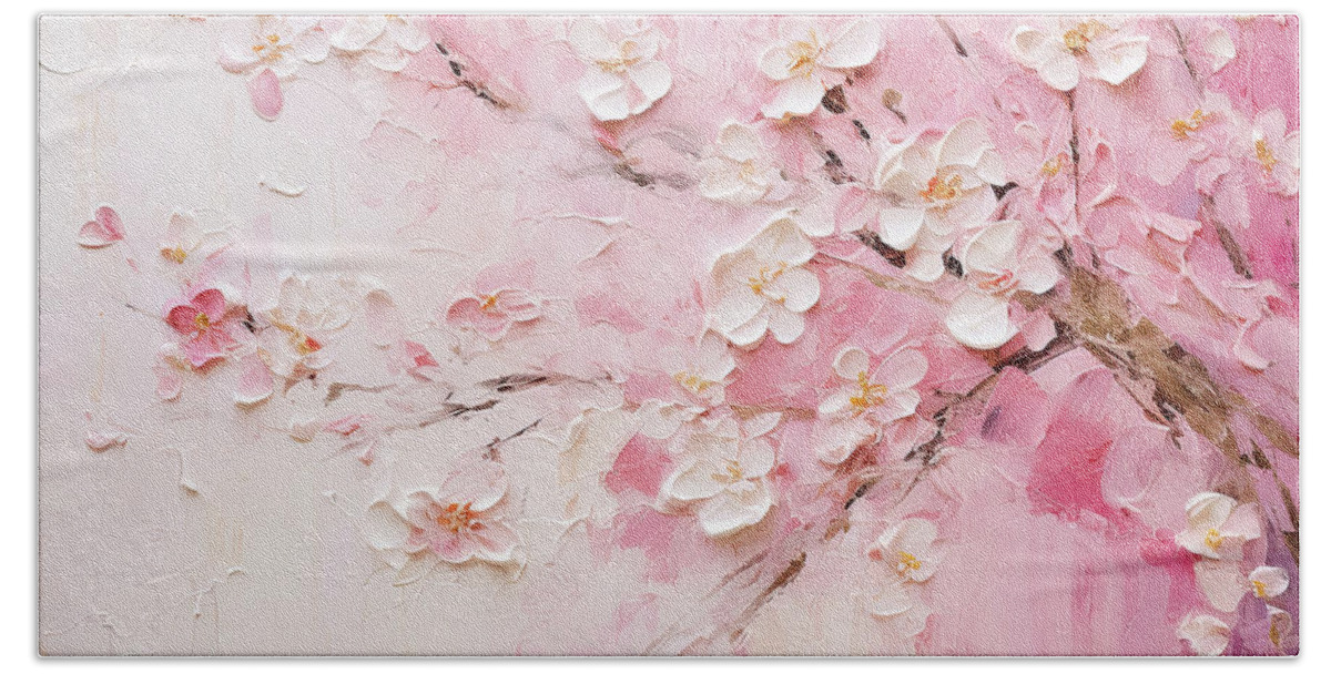 Blossoms Bath Towel featuring the painting Spring Blossoms by Tina LeCour