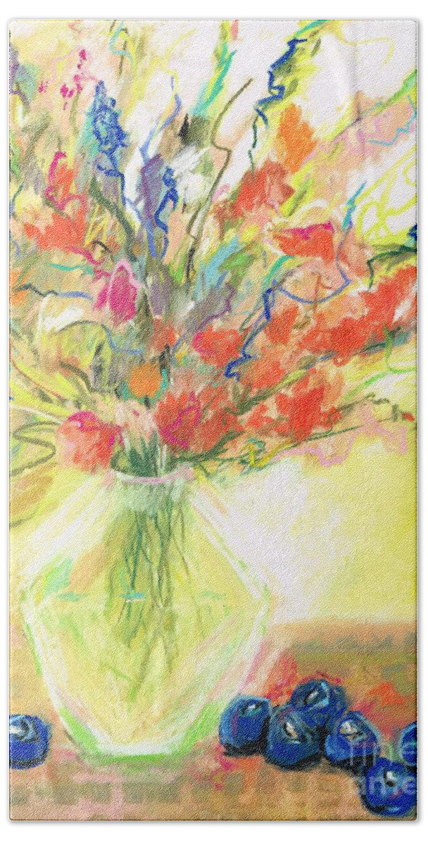 Abstract Art Bath Towel featuring the pastel Spring Bouquet by Frances Marino