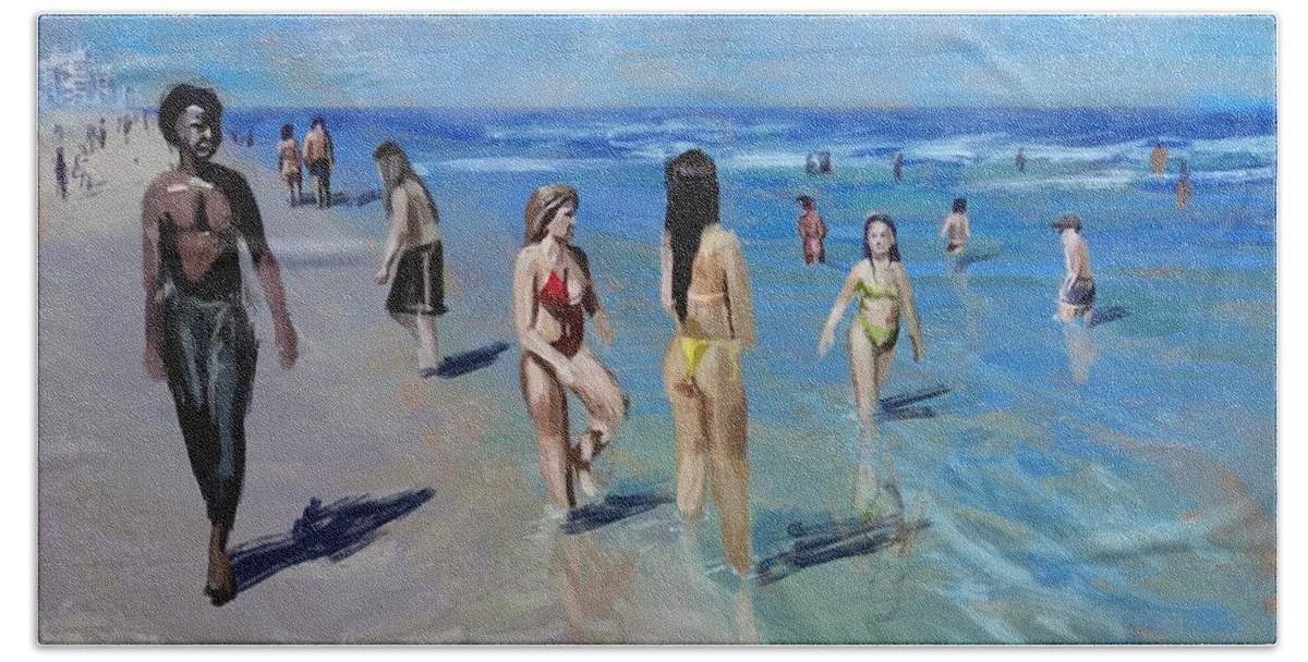 Florida Hand Towel featuring the painting Spring Break Impressionism by Larry Whitler