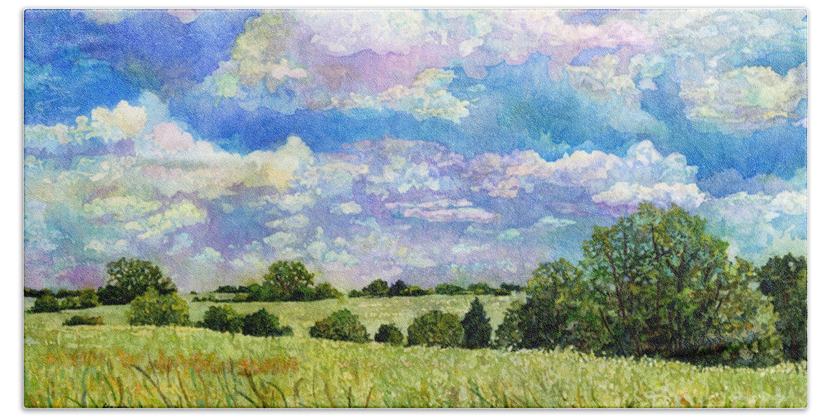 Clouds Hand Towel featuring the painting Spring Day by Hailey E Herrera