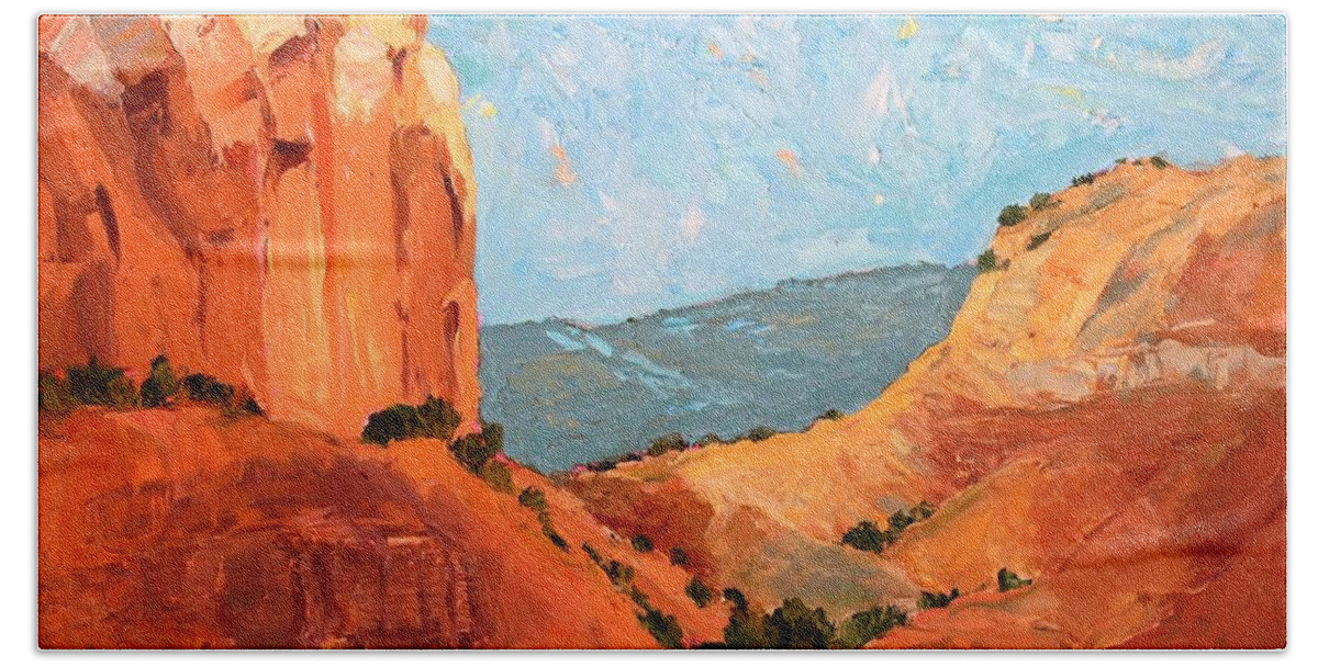 Landscape Hand Towel featuring the painting Springtime at Box Canyon by Marian Berg