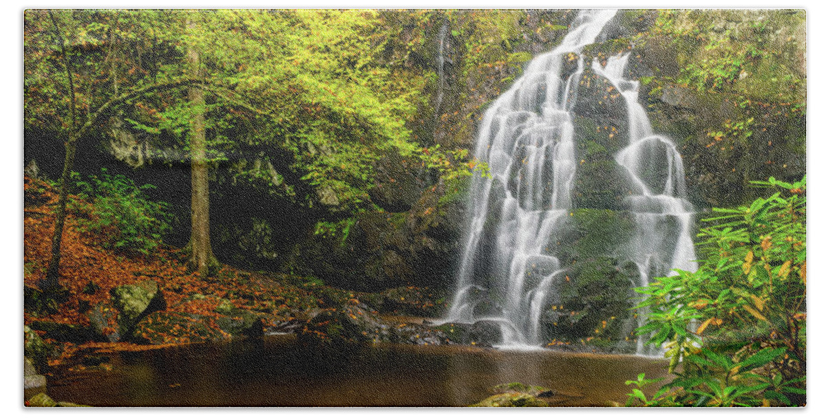 Appalachian Mountains Bath Towel featuring the photograph Spruce Flats Falls Autumn Full View by Kenneth Everett