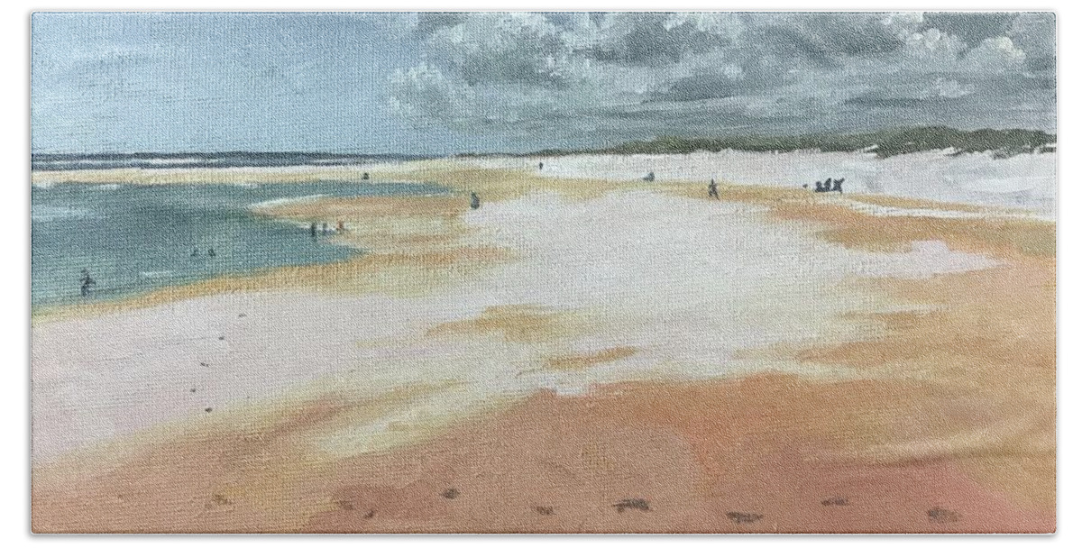 Beach Bath Towel featuring the painting St. Augustine Beach by Anne Marie Brown