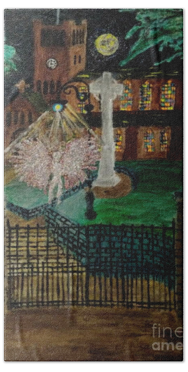 Church Hand Towel featuring the painting St Giles Church by David Westwood