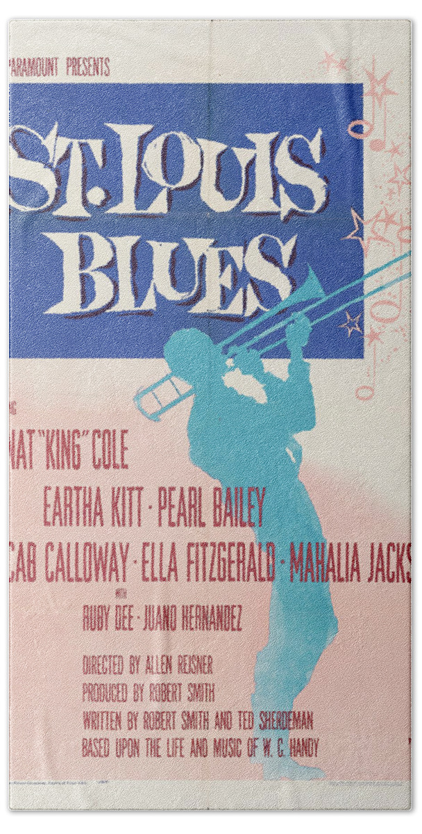 St. Hand Towel featuring the mixed media ''St. Louis Blues'' poster 1958 by Movie World Posters